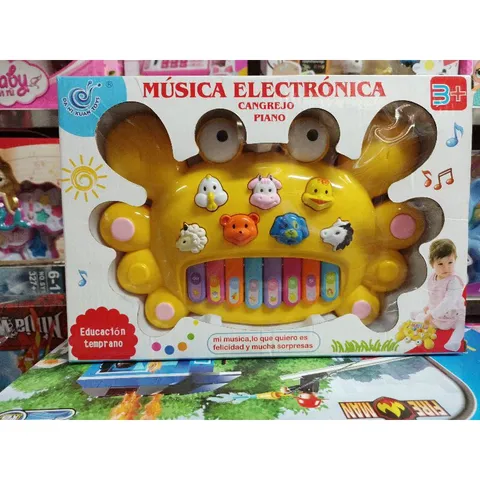 Hộp Đàn Piano Hình Con Cua Ngộ Nghĩnh Có Nhạc & Đèn Phát Sáng - Đồ Chơi Âm Nhạc An Toàn Cho Trẻ Em, Tặng Kèm Pin