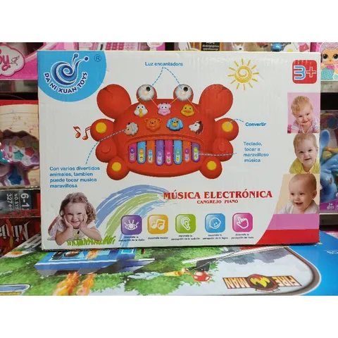 Hộp Đàn Piano Hình Con Cua Ngộ Nghĩnh Có Nhạc & Đèn Phát Sáng - Đồ Chơi Âm Nhạc An Toàn Cho Trẻ Em, Tặng Kèm Pin