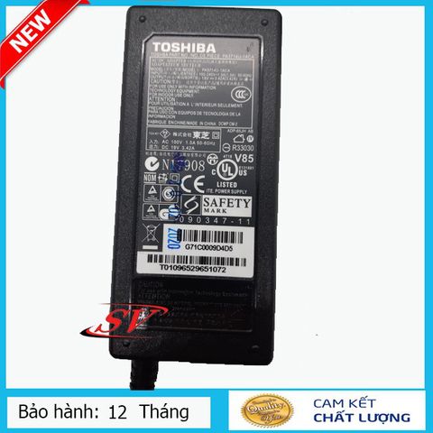 Sạc Laptop Toshiba 3.42A (65W) Chính Hãng - Đầu Sạc Φ5.5-Φ2.5, Bảo Hành 12 Tháng, Sạc Ổn Định và Chắc Chắn