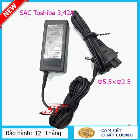 Sạc Laptop Toshiba 3.42A (65W) Chính Hãng - Đầu Sạc Φ5.5-Φ2.5, Bảo Hành 12 Tháng, Sạc Ổn Định và Chắc Chắn
