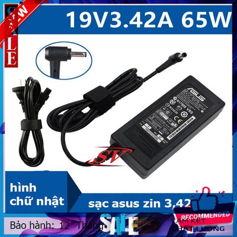 Sạc Laptop ASUS 65W 19.5V-3.42A Zin Chữ Nhật - Sạc Chính Hãng Đảm Bảo Chất Lượng, Bảo Hành 12 Tháng