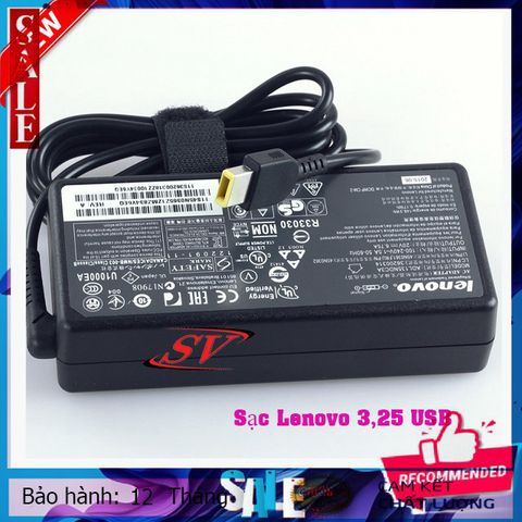 Sạc Laptop Lenovo 3.25 Chân USB (Chân Vuông) - Bảo Hành 12 Tháng, Cung Cấp Nguồn Đảm Bảo Chất Lượng