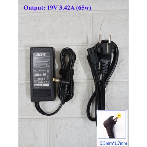 Sạc Laptop Acer 19V 2.37A 45W & 19V 3.42A 65W Chân To Φ5.5*1.7mm - Chính Hãng, Bảo Hành 12 Tháng