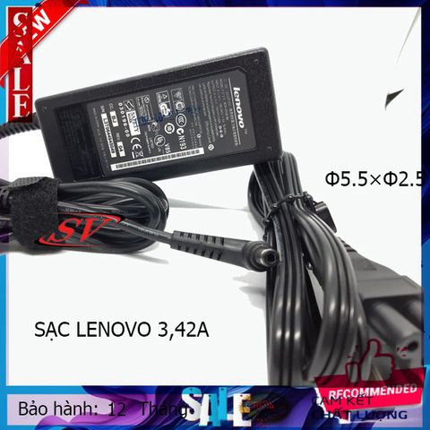 Sạc Laptop Lenovo 3.42A 65W Chân Φ5.5-Φ2.5, Sạc ZIN Cao Cấp Kèm Dây Nguồn - Bảo Hành 12 Tháng