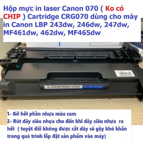Hộp Mực In Laser Canon 070 (Không CHIP) CRG070 Cho Máy In LBP 243dw, 246dw, 247dw, MF461dw, 462dw - In Siêu Nét, Hàng Nhập Khẩu