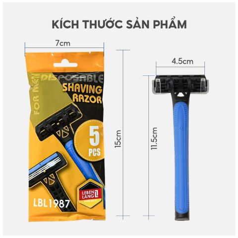 Bộ 5 Dao Cạo Râu Lebenlang LBL1987 - Lưỡi Inox Sắc Bén Tiện Lợi Cho Nam Nữ - Hàng Chính Hãng Chất Lượng Cao