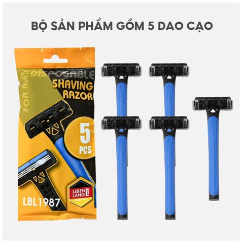 Bộ 5 Dao Cạo Râu Lebenlang LBL1987 - Lưỡi Inox Sắc Bén Tiện Lợi Cho Nam Nữ - Hàng Chính Hãng Chất Lượng Cao