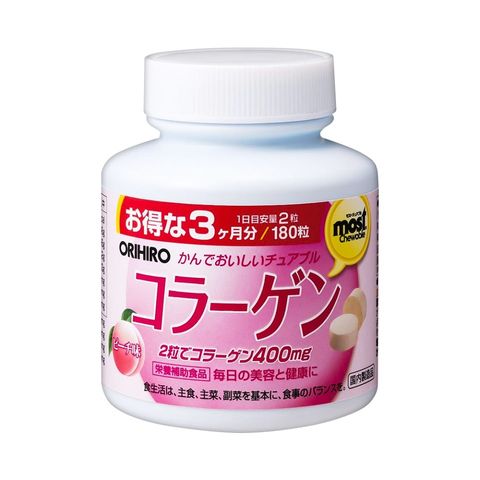 (Hàng nhập khẩu) Viên nhai bổ sung collagen vị đào Orihiro Nhật Bản 180 viên