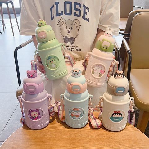 Bình Nước Giữ Nhiệt 520ml Có Dây Đeo Chéo Dễ Thương - Giữ Nước Nóng Lạnh Lâu, Phong Cách Thời Trang, Chất Liệu Cao Cấp
