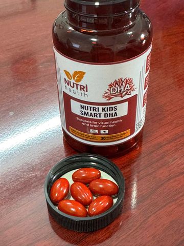 Viên DHA Tảo Biển NUTRI KIDS SMART DHA 30 Viên - Hỗ Trợ Phát Triển Não Bộ và Thị Lực cho Trẻ Em, Không Mùi Tanh, Dễ Uống