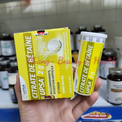 Viên Sủi UPSA Citrate de Betaine Pháp - Giải Đầy Hơi, Hỗ Trợ Tiêu Hóa & Giải Rượu - Hương Chanh Thơm Ngon