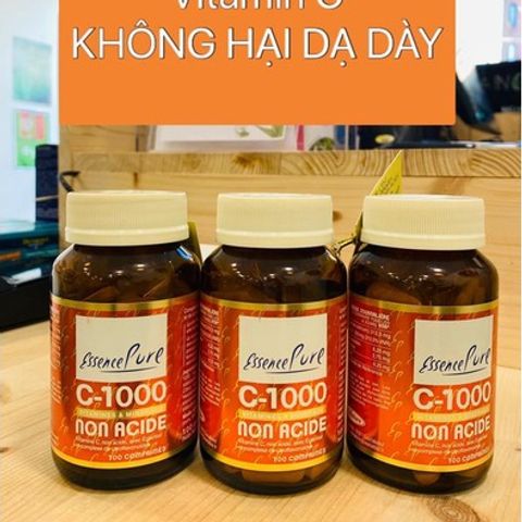Viên Uống Vitamin C-1000mg Essence Pure Pháp Không Chua - Bổ Sung Vitamin C An Toàn Cho Dạ Dày Yếu, Cải Thiện Sức Khỏe Da