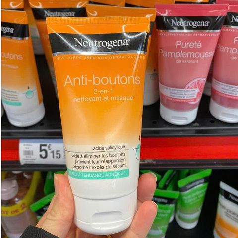 Sữa Rửa Mặt Neutrogena Anti Boutons - Chống Mụn & Mụn Đầu Đen, Gel Tẩy Tế Bào Chết, Dưỡng Sáng Da, Pháp