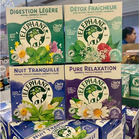 Trà Elephant Pháp - Hỗ Trợ Ngủ Ngon, Thư Giãn, Tiêu Hóa & Detox Cơ Thể - Sản Phẩm Thảo Mộc Hàng Đầu Từ Nước Pháp