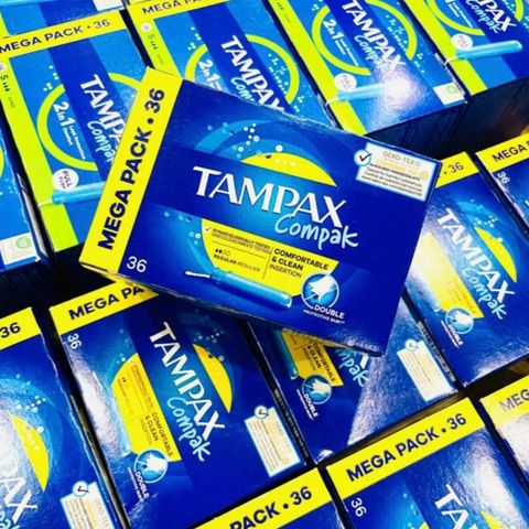 Tampon (Tampax) Pháp Chính Hãng - Bông Tinh Khiết, Không Kích Ứng - Hộp 36 Miếng