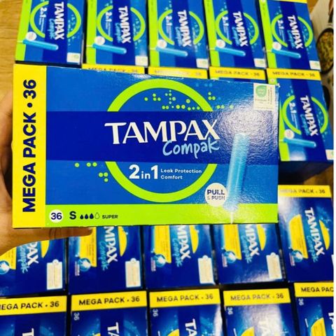 Tampon (Tampax) Pháp Chính Hãng - Bông Tinh Khiết, Không Kích Ứng - Hộp 36 Miếng