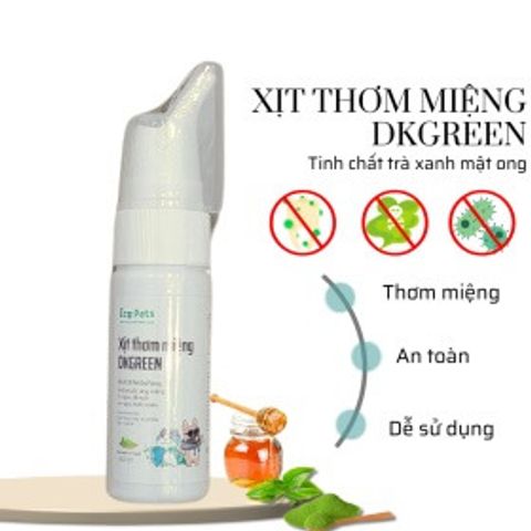 Xịt Thơm Miệng DKGREEN cho Chó Mèo - Khử Mùi Hôi, Chăm Sóc Răng Miệng An Toàn, Chiết Xuất Thiên Nhiên, Hơi Thở Thơm Mát