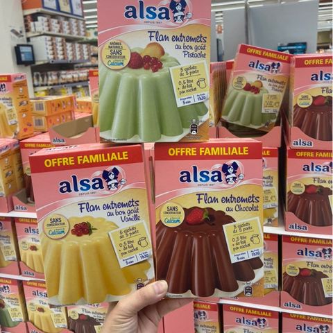 Bột bánh Flan Alsa Pháp đủ ba vị socola, vani, matcha giúp giải nhiệt