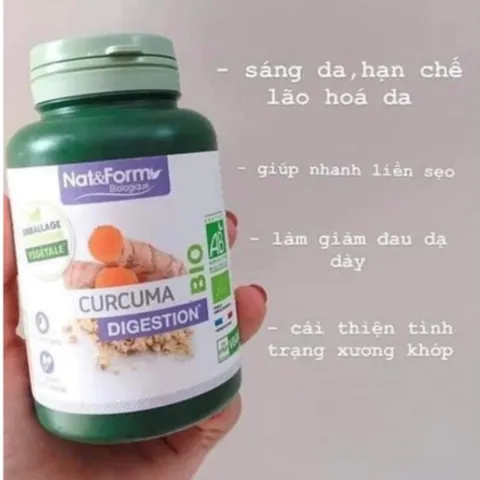 Tinh bột nghệ Nat&Form Bio Curcuma Pháp, hỗ trợ người đau dạ dày, đẹp da