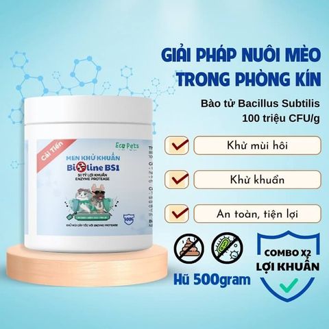 Men Khử Khuẩn Cát Vệ Sinh Mèo Bioline BS1 500gr - Giải Pháp An Toàn Khử Mùi, Ngăn Ngừa Mầm Bệnh Cho Thú Cưng