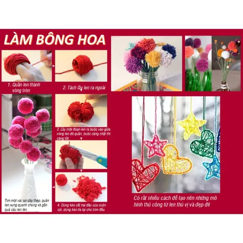 Set 12 Cuộn Len Màu Đa Dạng - Vật Liệu Thủ Công Sáng Tạo, Đồ Chơi Mầm Non, Trang Trí Handmade