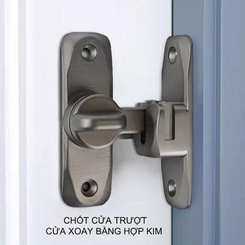 Khóa cửa trượt, lùa, xoay bằng hợp kim dày dặn, lắp được cả 90 và 180 độ
