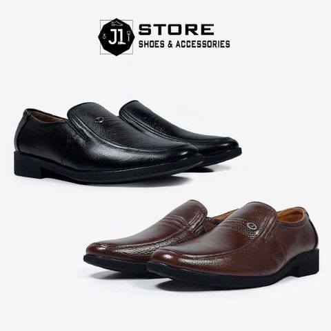 Giày Tây Lười Nam Da Bò Nguyên Tấm - Giày Trung Niên Đế Cao Su Chống Trượt Size 38-44, Thích Hợp Dự Tiệc và Thường Ngày