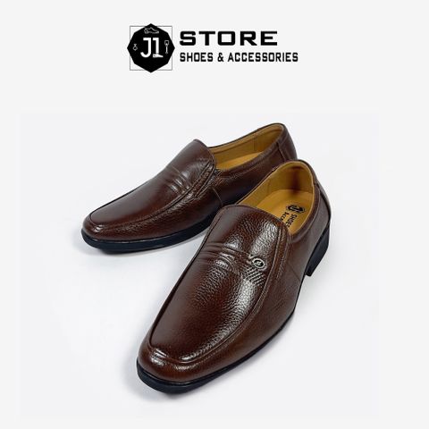 Giày Tây Lười Nam Da Bò Nguyên Tấm - Giày Trung Niên Đế Cao Su Chống Trượt Size 38-44, Thích Hợp Dự Tiệc và Thường Ngày