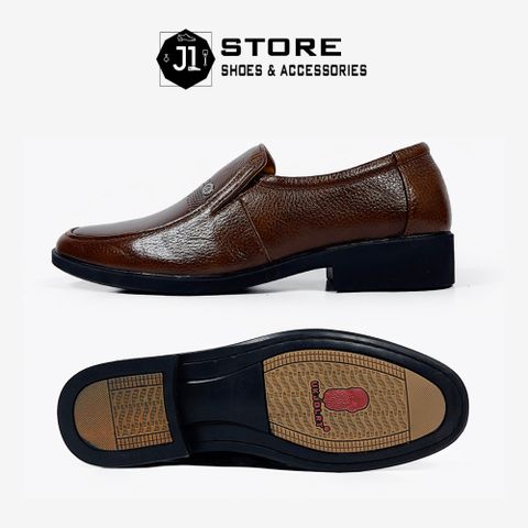 Giày Tây Lười Nam Da Bò Nguyên Tấm - Giày Trung Niên Đế Cao Su Chống Trượt Size 38-44, Thích Hợp Dự Tiệc và Thường Ngày