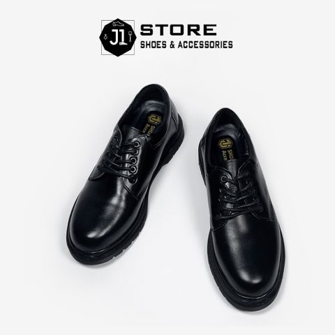 Giày Đốc Nam Dr.8053 Full Black Da Bò Nappa - Giày Oxford Thoải Mái Đế Kếp Chắc Chắn, Phong Cách Nam Tính Thể Thao