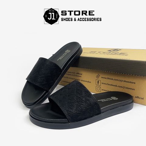 Dép Quai Ngang Nam Da Bò Tấm J211 - Sandal Thời Trang Đế Cao Su Chống Trượt - Phong Cách Nam Tính, Cao Cấp, Hot Trend