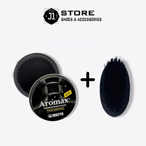 Combo Xi Đánh Bóng Giày Aromax Hàn Quốc và Bàn Chải Vệ Sinh Giày, Dụng Cụ Chăm Sóc Giày Da Đen Nâu, Làm Sạch Bóng Như Mới
