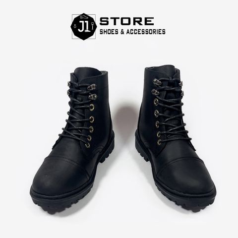 Giày Combat Boots Iron Black CK01 - Chiến Binh Da Bò Cao Cấp Đế Cao Su Đúc Nguyên Khối, Phong Cách Bụi Bặm Cho Nam