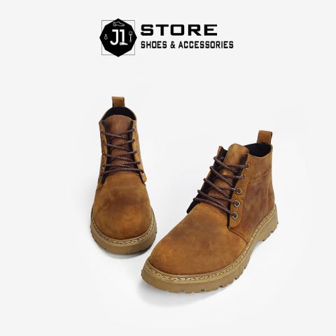 Giày Boot Nam Crazy Horse Da Sáp Cổ Lửng - Thời Trang Đường Phố - Đế Cao Su Siêu Nhẹ - Phong Cách Độc Đáo và Cá Tính