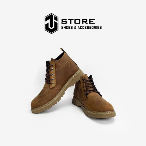 Giày Boot Nam Crazy Horse Da Sáp Cổ Lửng - Thời Trang Đường Phố - Đế Cao Su Siêu Nhẹ - Phong Cách Độc Đáo và Cá Tính