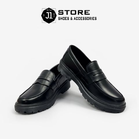 Giày Penny Loafer Full Black Nam - Giày Lười Da Cao Cấp Đế Cao Su Đúc, Phong Cách Thời Trang Minimal J1