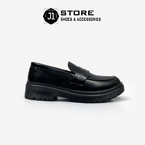 Giày Penny Loafer Full Black Nam - Giày Lười Da Cao Cấp Đế Cao Su Đúc, Phong Cách Thời Trang Minimal J1