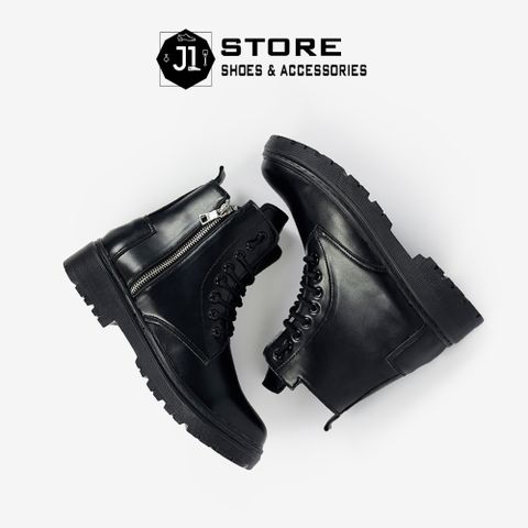 Giày Combat Boot DZ01 Nam Nữ Dáng Hàn Tăng Chiều Cao 5cm - Giày Đốc 36-44 Chất Liệu Da Bò Nappa Chống Trượt
