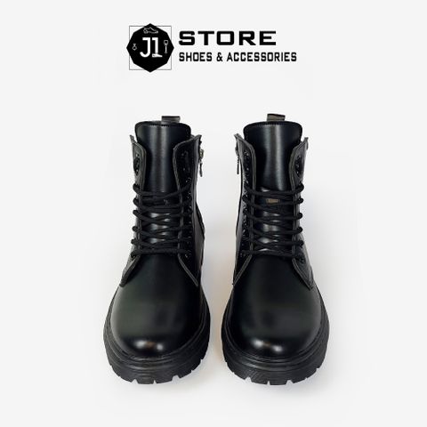 Giày Combat Boot DZ01 Nam Nữ Dáng Hàn Tăng Chiều Cao 5cm - Giày Đốc 36-44 Chất Liệu Da Bò Nappa Chống Trượt