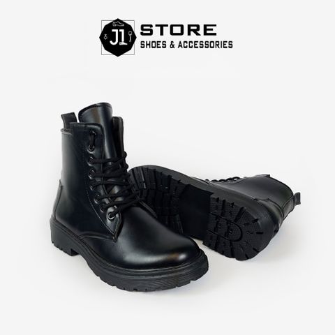 Giày Combat Boot DZ01 Nam Nữ Dáng Hàn Tăng Chiều Cao 5cm - Giày Đốc 36-44 Chất Liệu Da Bò Nappa Chống Trượt
