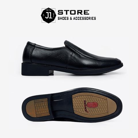 Giày Tây Lười Nam Da Bò Nguyên Tấm Màu Đen - Giày Trung Niên Sang Trọng, Lịch Lãm, Đế Cao Su Chống Trượt