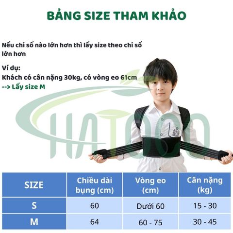 Đai Chống Gù Lưng Trẻ Em Hatoco - Hỗ Trợ Tư Thế Ngồi Đúng, Ngăn Ngừa Cong Vẹo Cột Sống, Giảm Đau Lưng, Size S & M