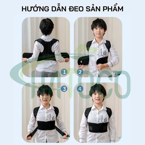 Đai Chống Gù Lưng Trẻ Em Hatoco - Hỗ Trợ Tư Thế Ngồi Đúng, Ngăn Ngừa Cong Vẹo Cột Sống, Giảm Đau Lưng, Size S & M