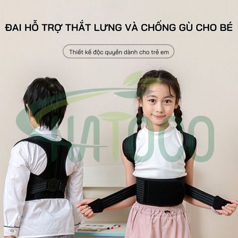 Đai Chống Gù Lưng Trẻ Em Hatoco - Hỗ Trợ Tư Thế Ngồi Đúng, Ngăn Ngừa Cong Vẹo Cột Sống, Giảm Đau Lưng, Size S & M