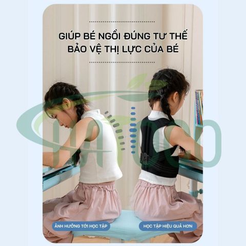 Đai Chống Gù Lưng Trẻ Em Hatoco - Hỗ Trợ Tư Thế Ngồi Đúng, Ngăn Ngừa Cong Vẹo Cột Sống, Giảm Đau Lưng, Size S & M