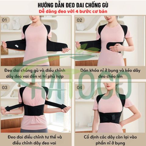 Đai Lưng Chống Gù Hatoco - Dây Đai Cải Thiện Tư Thế, Chất Liệu Co Giãn Thoáng Khí Dành Cho Nhân Viên Văn Phòng và Học Sinh