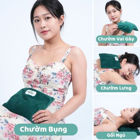 Gối Chườm Nóng Thảo Dược Hatoco - Giảm Đau Bụng Kinh, Thư Giãn, Làm Nóng Bằng Lò Vi Sóng, 12 Loại Thảo Dược, Giúp Ngủ Ngon