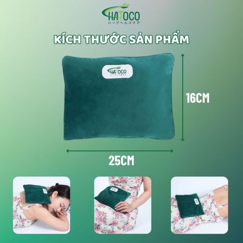 Gối Chườm Nóng Thảo Dược Hatoco - Giảm Đau Bụng Kinh, Thư Giãn, Làm Nóng Bằng Lò Vi Sóng, 12 Loại Thảo Dược, Giúp Ngủ Ngon