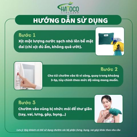 Gối Chườm Nóng Thảo Dược Hatoco - Giảm Đau Bụng Kinh, Thư Giãn, Làm Nóng Bằng Lò Vi Sóng, 12 Loại Thảo Dược, Giúp Ngủ Ngon