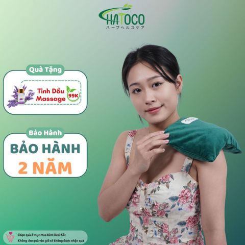 Gối Chườm Nóng Thảo Dược Hatoco - Giảm Đau Bụng Kinh, Thư Giãn, Làm Nóng Bằng Lò Vi Sóng, 12 Loại Thảo Dược, Giúp Ngủ Ngon